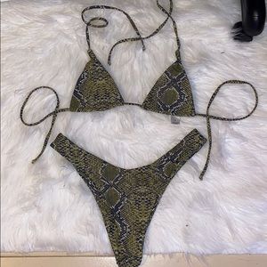 Green Snake Print Bikini